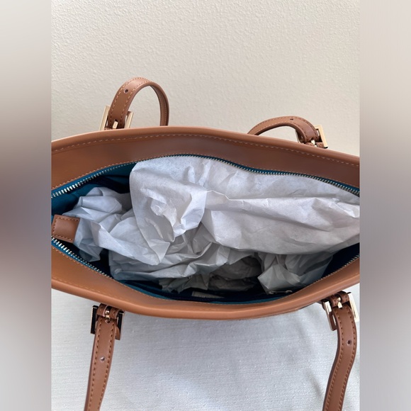 New Spartina 449 Mareena Avery Navy/Tan Leather/ Natural Linen Tote Purse - Picture 11 of 13